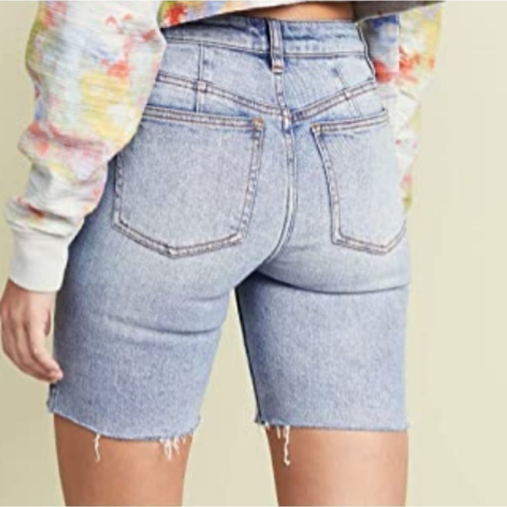 Free People Avery Denim Raw Hem Bermuda Shorts - Picture 2 of 5